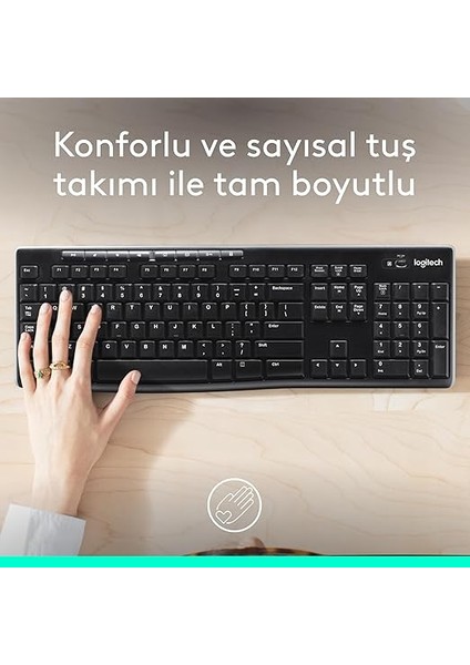 K270 Kablosuz Klavye, Tuş Takımı, Sıvı Dökülmesine Dayanıklı, 10 M Kullanım Mesafesi, Türkçe Q Klavye, Siyah fiyatları