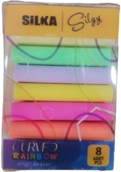 Curved Rainbow 8'li Silgi Hızlı Teslimat