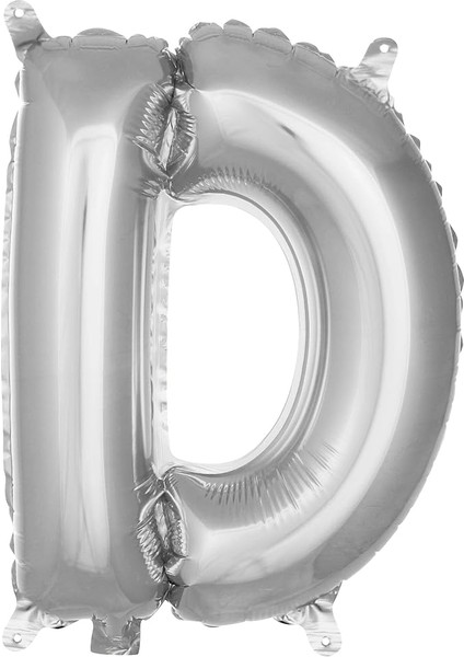 Vitrini D Harfi 16 Inç Gümüş Renk Folyo Balon 36 cm (Gümüş)