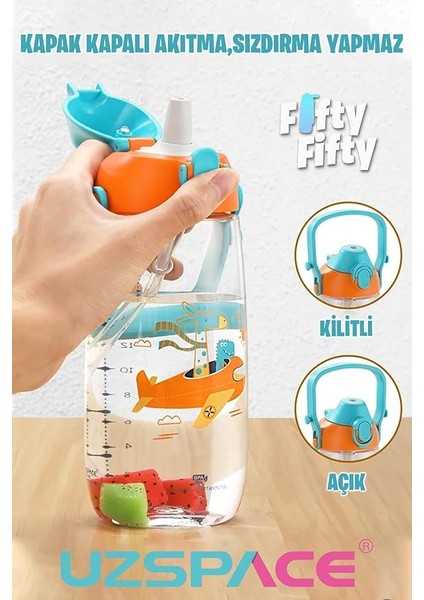 Pipetli 500 ml Boyun Askılı Tritan Çocuk Su Matarası -Kutulu- FFUZ2201500 modelleri