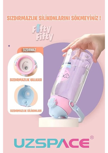 Pipetli 500 ml Boyun Askılı Tritan Çocuk Su Matarası -Kutulu- FFUZ2201500 fırsatları