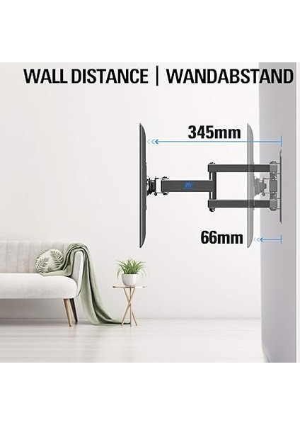 Dream Monitör Duvar Askısı, Monitör Askısı, Döndürülebilir, Eğilebilir, Fischer Dübel Dahil, Çoğu 10 – 26 Inç Led, LCD Monitör/bilgisayar Için, Maks. Vesa 100 x 100 Mm, 15 Kg'a Kadar, modelleri