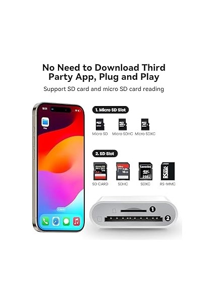 I-Os I-Pad ve I-Phone Uyumlu 8 Pin Lighting Çevirici Adaptör Micro Sd ve Sd Kart Okuyucu (8 Pin) modelleri