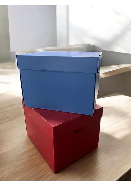 Kutusu 2 Adet Dekoratif Depolama Kutusu Oyuncak Kutusu Arşiv Depolama Organizer 2 Renk Kutu (Mavi-Kırmızı)