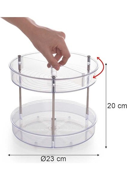 M-E64-16 Elpida Iki Katlı Döner Raf, 20 x 23 Cm, Şeffaf fırsatları