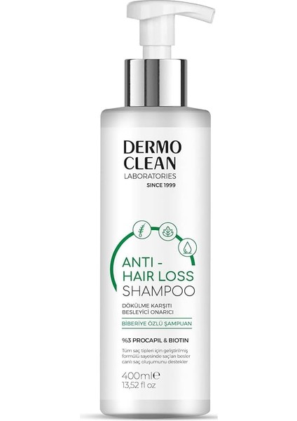 Clean Biberiye Özlü Şampuan, Dökülme Karşıtı Besleyici ve Onarıcı, Procapil ve Biotin Içerikli 400 Mililitre