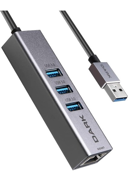 10/100/1000 Gigabit Ethernet + 3 Port Usb3.0 Hub Çoklayıcı Dönüştürücü (DK-AC-USB332GL)