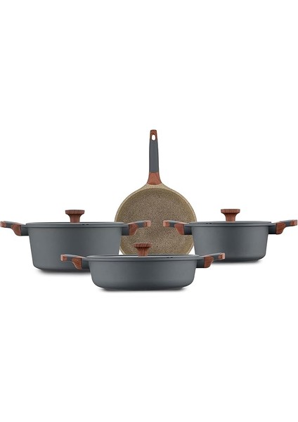 Stone 7 Parça Granit Tencere Seti