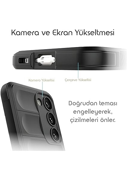 Samsung Galaxy A56 Için Koruyucu Kalın Yapılı Rugged Tpu Silikon Kılıf Kamera Yükseltili Içi Süet Dokulu Kenarları Darbe Emici ve Kayma Önleyici Özellikli Tam Kaplayan Koruyucu Kılıf (Siyah) modelleri