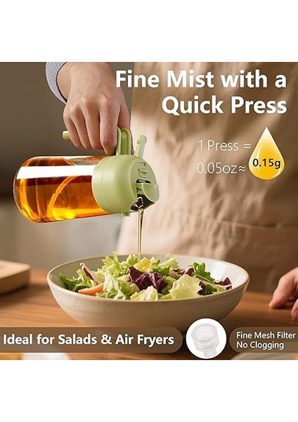 Vıew 2'si 1 Arada Yağ Püskürtücü ve Yağ Dozajı, 470 ml Hava Fritözü Için Yağ Spreyi, Mutfak, Salata ve Barbekü Için Cam Zeytinyağı Şişesi (Yeşil) modelleri