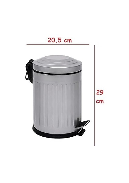 5-12- 16 Lt Vintage Serisi Amortisör Kapaklı Çöp Kovası (Banyo - Mutfak - Tuvalet - Balkon) (Gri, 5 Litre) fiyatları