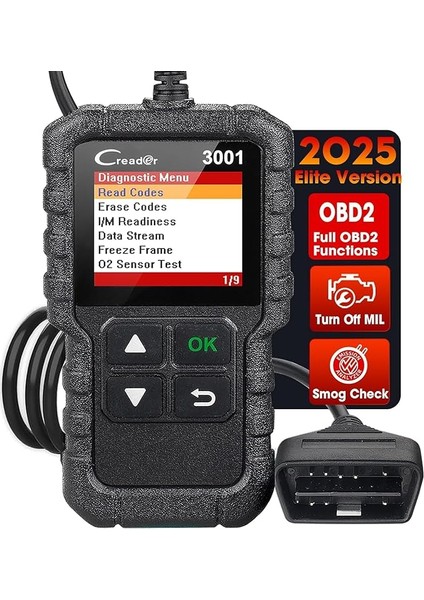 Creader 3001 Obd2 Teşhis Cihazı, 2000 Sonrası Avrupa Obd Iı / Eobd Protokolleri Için Araba Motoru Arıza Kodu Tarayıcı, Araba Teşhis Tarama Aracı