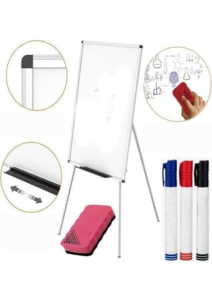 Ayaklı Beyaz Yazı Tahtası 60X85 cm Teleskobik Ayaklı 1 Adet Alüminyum Kolay Silinebilir Ergomik Beyaz Yazı Tahtası fiyatları