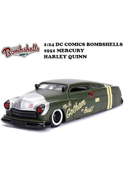 Oyuncak Dc Comics Bombshells Harley Quinn &amp; 1951 Merkür Die-Cast Araba, 1: 24 Ölçek Araç &amp; 2.75 "koleksiyon Heykelcik% 100 Metal" fiyatları