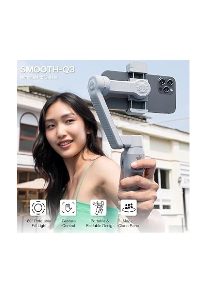 Zhi Yun Smooth Q3 Combo [official] Gimbal Akıllı Telefon Stabilizatörü, 3 Eksenli Cep Telefonu Gimbal, Dokunmatik Düğme Tipi, iPhone ve Android, Vlogging, Youtube, Tiktok Için Akıllı Telefon Gimbal modelleri