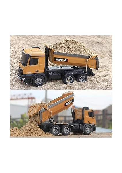 1573 1/14 Yüksek Kalite Rc Model Damperli Kamyon Uzaktan Kumandalı Metal Iş Makinesi -10KG Yükleme Kapasiteli -2.4g Full Fonksiyon Sesli&amp;ışıklı modelleri