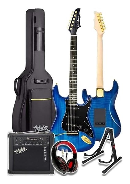 GLC-40BL-AMP Elektro Gitar Seti 25 Watt Şarjlı Bt Amfi Kulaklık ve Full Set fiyatları