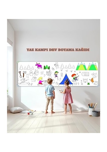 Kampı Temalı Dev Boyama Kağıdı 2,5 Metre Rulo Boyama Kağıdı Çocuk Anaokulu ve Kreşler Için Aktivite Çocuk Eğitici Boyama fiyatları
