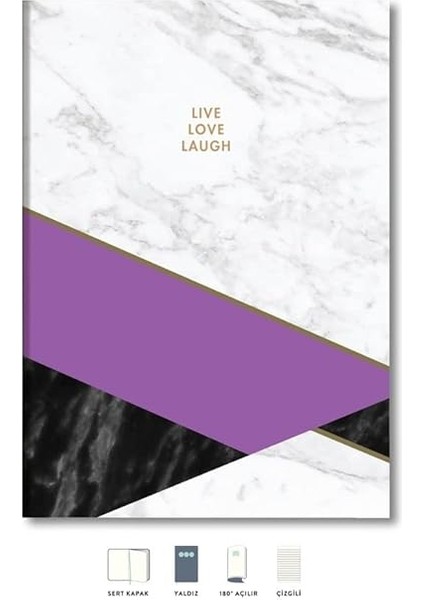 Color Mermer Defter Çizgili Mor 17X24CM fiyatları
