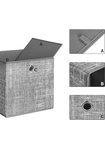 Saklama Kutusu, 6'lı Set, Dokunmamış Kumaştan Yapılmış Saplı Düzenleme Kutuları, Katlanır Kutu, Giysi Saklama, Benekli Gri indirimleri