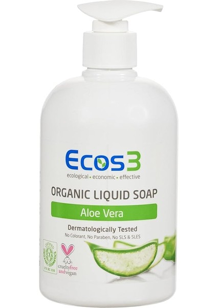 Organik Aloe Vera Özlü Parabensiz Sıvı Sabun (1 x 500 Ml)