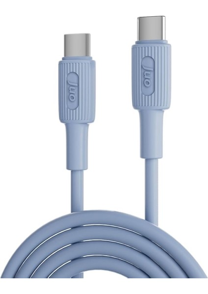 60W USB Type-C To Type-C Silikon Hızlı Şarj ve Data Kablosu Mavi 1 Metre