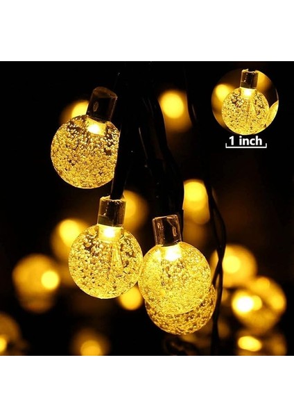 Home LED Solar Işık Zinciri, Dış Mekan, 7 M, 50 Led, Kristal Küre Solar Işık Zinciri, Işık Sensörlü Sıcak Beyaz, 8 Mod, IP65 Su Geçirmez Dekorasyon, Bahçe, Teras, Düğünler, Partiler, fiyatları