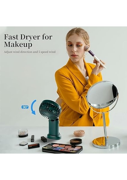 El Vantilatörü, Mini Fan Tip-C Şarj Edilebilir, LED Ekranlı 4000MAH Pille Çalışan Fan, 90° Katlanabilir, 5 Hızlı Rüzgar, Elde Taşınabilir/boyun/masa 3'ü 1 Arada Kişisel Fan, Kadınlar Için modelleri