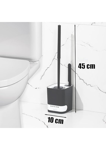 2027 Pratik Temizlik Tuvalet Fırçalığı Banyo Tuvalet Fırçası Wc Fırçası - Antrasit Beyaz indirimleri