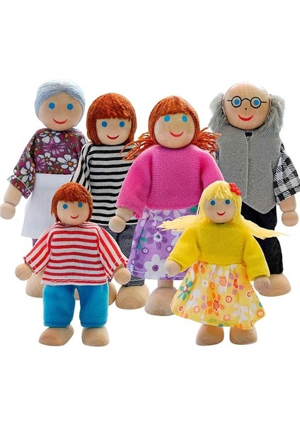 Toys Ahşap 6'lı Aile Kukla Seti