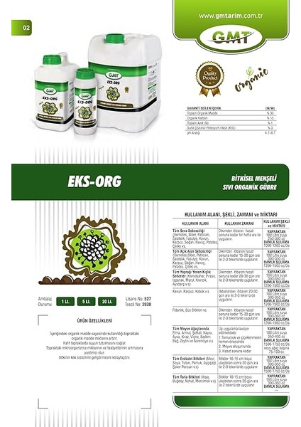 Exs-Org 5 Lt (Bitkisel Menşeli Sıvı Organik Gübre) modelleri