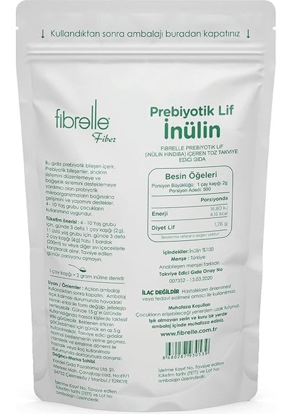 Inülin Prebiyotik Lif Hindibağ 1 kg Ambalaj 1 Paket fiyatları