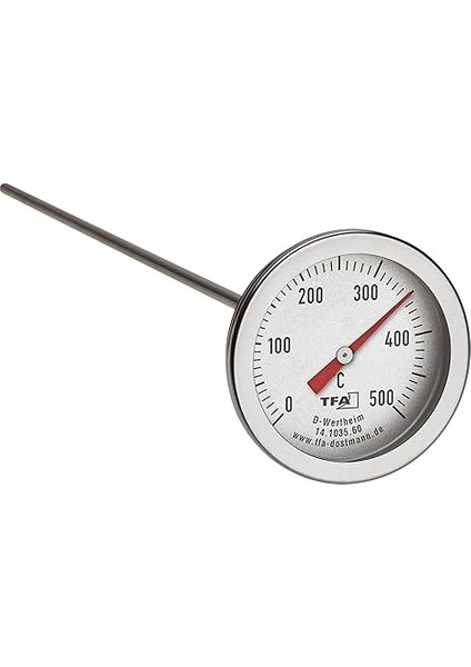 Ø52MM 0/500 C° 30 cm Dalma Boylu Fırın Termometresi, 30 cm Problu 500 Derece Bahçe,pizza,pide,ekmek,köy,kara/taş Fırın Isı Gösterge Saati Tfa Dostmann TM832.14.1035.60