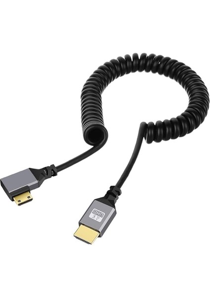 Mini HDMI 2.0 Erkek HDMI Erkek 4 K 60hz Streç Sarmal Kablo Sol Açılı 90 Derece Hdtv Bilgisayar Dizüstü Monitör