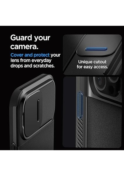 iPhone 16 Pro Max Kamera Korumalı Magsafe Kılıf Optik Armor Hava Kanalı Teknolojisi™ Askeri Sınıf Koruma Magfit Black Dokulu Yüzey Kapak - ACS08015 modelleri