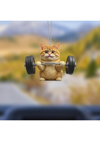 Ayna Süsü Halterci Kedi, Pleksi Malzeme, Uv Baskılı 001