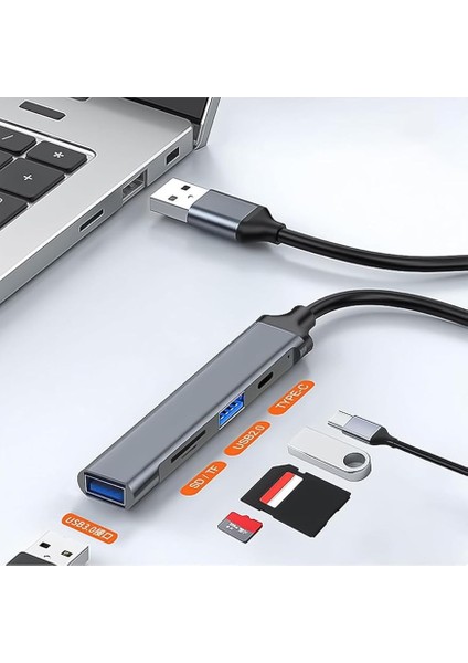 Fonksiyonlu USB Hub, Tip-C ve USB Bağlantı Noktaları, Kompakt Tasarım Sd-Tf Kart Okuyuculu 5 In 1 modelleri
