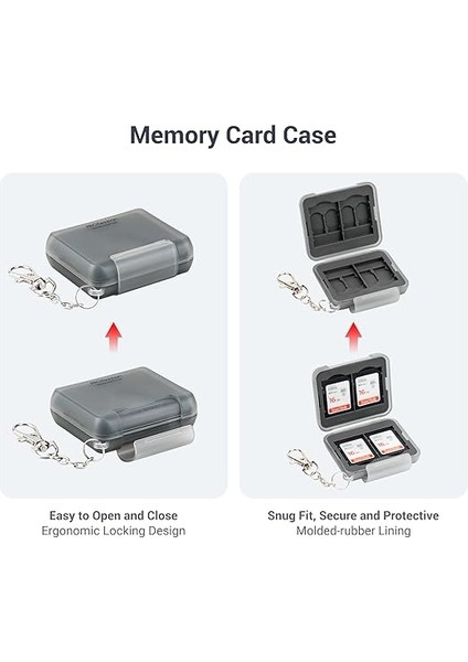 Sd Kart Tutucu Suya Dayanıklı Bellek Kartı Depolama 4 Sd Sdhc Sdxc Kart + 8 Mikro Sd Kart Için Taşıma Çantası, Şok Direnci Için Kauçuk, Gri indirimleri