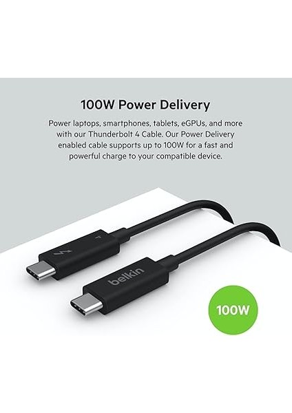 Active Thunderbolt 4 Kablo (2m 6.6ft), 100W Güç Dağıtımı Pd Etkinleştirilmiş USB Tip C Bağlantısı, USB 4 Uyumlu ve Daha Fazlasıyla Uyumlu, Siyah fırsatları