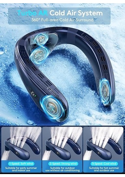 Boyun Klima Taşınabilir, Soğuk Havayı Üfleyen, 360° Yukarı-Aşağı Hava Akımı Boyun Fanları, Tüm Vücut Için 6000MAH Soğutma Boyun Fanı, Dış Mekan/ofis/seyahat Için Giyilebilir Fan fırsatları