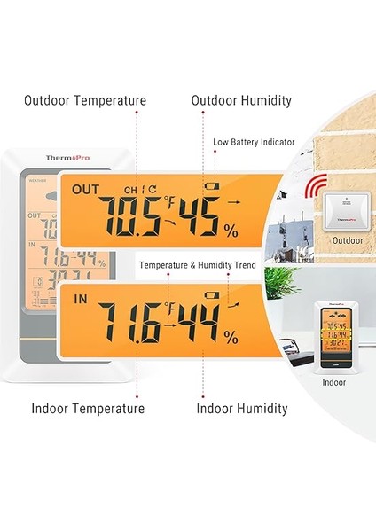 TP67B Su Geçirmez Hava Istasyonu, Kablosuz, Iç ve Dış Mekan Termometresi, Dijital Higrometre Barometre, Soğuğa Dayanıklı ve Su Geçirmez Sıcaklık Monitörü, 152 M Menzilli modelleri