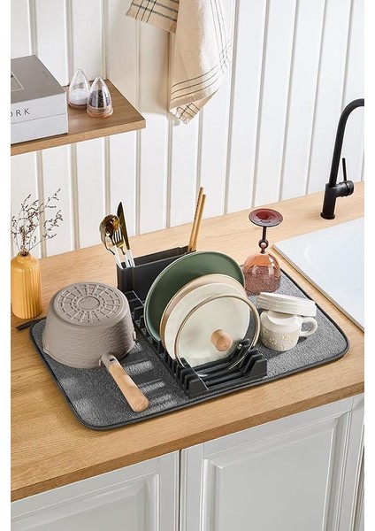 Bulaşık Kurutma Seti 36X60CM Büyük Boy Katlanabilir 3 'lü Set Xl Bulaşık Kurutma Matı