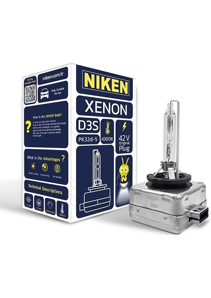 D3S 4300K Gün Işığı Xenon Far Ampulü, 42V 35W PK32D-5, 4300K