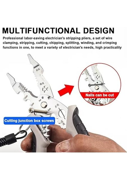 Çok Işlevli Kablo Soyucu Profesyonel Kablo Soyma Aleti Taşınabilir Elektrik Kablosu Kesici Elektrikçi Sıkma Pensesi Metal Kilitli Toka ile Ev Aletleri Bakımı Için fiyatları