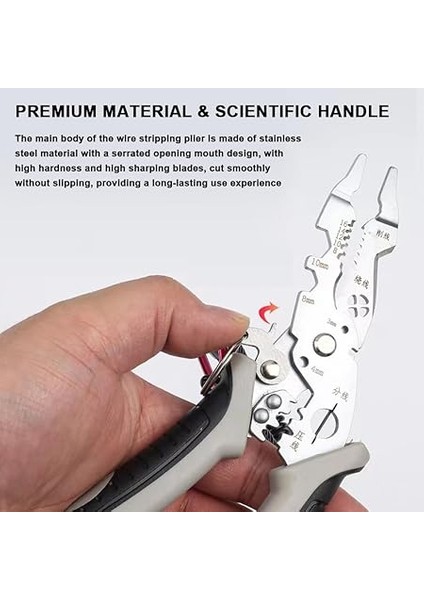 Çok Işlevli Kablo Soyucu Profesyonel Kablo Soyma Aleti Taşınabilir Elektrik Kablosu Kesici Elektrikçi Sıkma Pensesi Metal Kilitli Toka ile Ev Aletleri Bakımı Için fırsatları