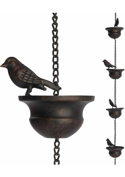 Suyu Zinciri, Kuş, Çatı Oluğu Zinciri, Yağmur Gideri, Yağmur Oluğu Zinciri, Çatı Olukları Için Yağmur Zinciri, 2,4 M Yağmur Çanı, Sabitlenmiş Askılı ve Suyu Tahliye Etmek Için 8 Kuş