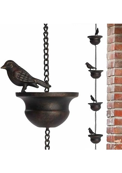 Suyu Zinciri, Kuş, Çatı Oluğu Zinciri, Yağmur Gideri, Yağmur Oluğu Zinciri, Çatı Olukları Için Yağmur Zinciri, 2,4 M Yağmur Çanı, Sabitlenmiş Askılı ve Suyu Tahliye Etmek Için 8 Kuş modelleri