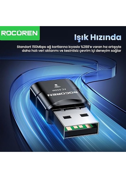 650 Mbps 2.4 &amp; 5ghz Dual Band USB Wifi Adaptör fırsatları