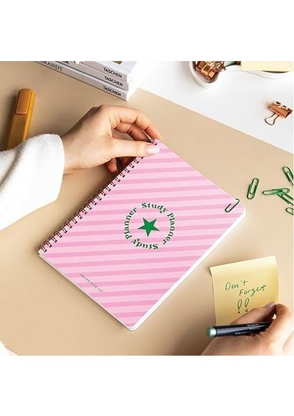 A5 Spiralli Ders Çalışma Planlayıcısı - Study Planner - Sınava Hazırlık Ayt-Tyt-Kpss-Ales-Yds Pembe indirimleri
