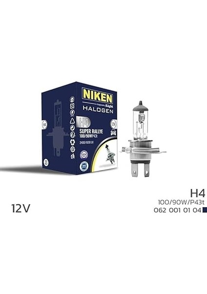 12V H4 100W/90W Halojen Ampul P43T fiyatları